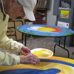 Marie Rasmussen works on Sky Goddess Nut